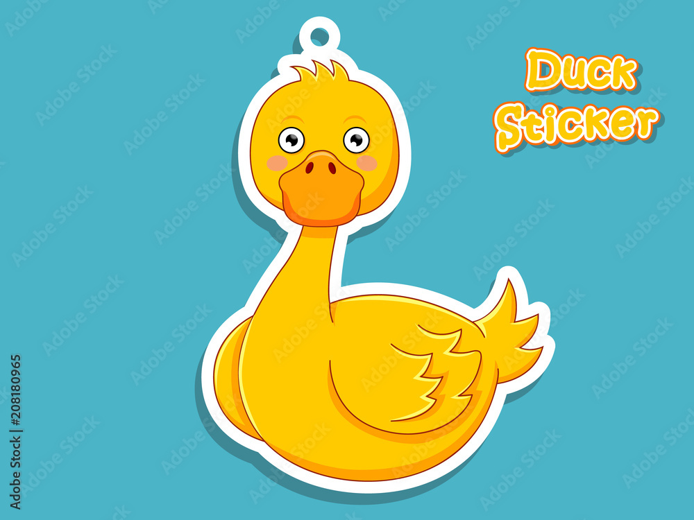 Cute Cartoon Duck Sticker. Vector Illustration. With Cartoon Style Funny Animal. Cute Cartoon Duck Sticker. Vector Illustration. With Cartoon Style Funny Animal.