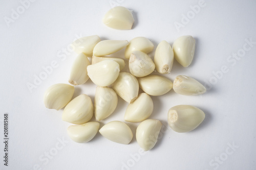 Garlic cloves close up isolated on the white background