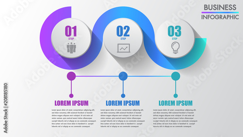 Three steps business infographics modern creative step by step can illustrate a strategy, workflow or team work. photo
