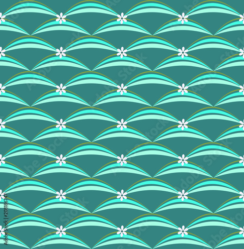 Vector, seamless, background in turquoise and green tones, graphic abstract pattern.