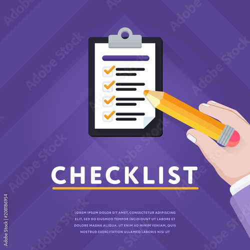 Creative vector with person noting things done in checklist on clipboard against geometric purple background