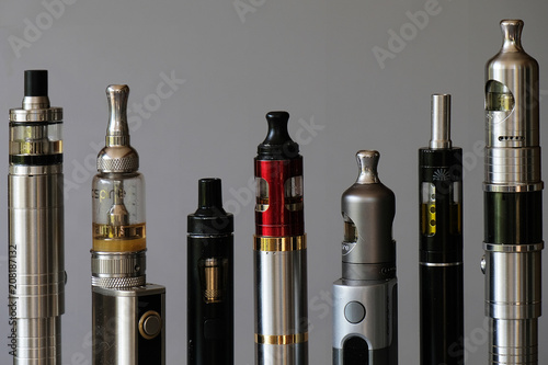 A set of different tube e-cigarettes for vaping or electronic smoking