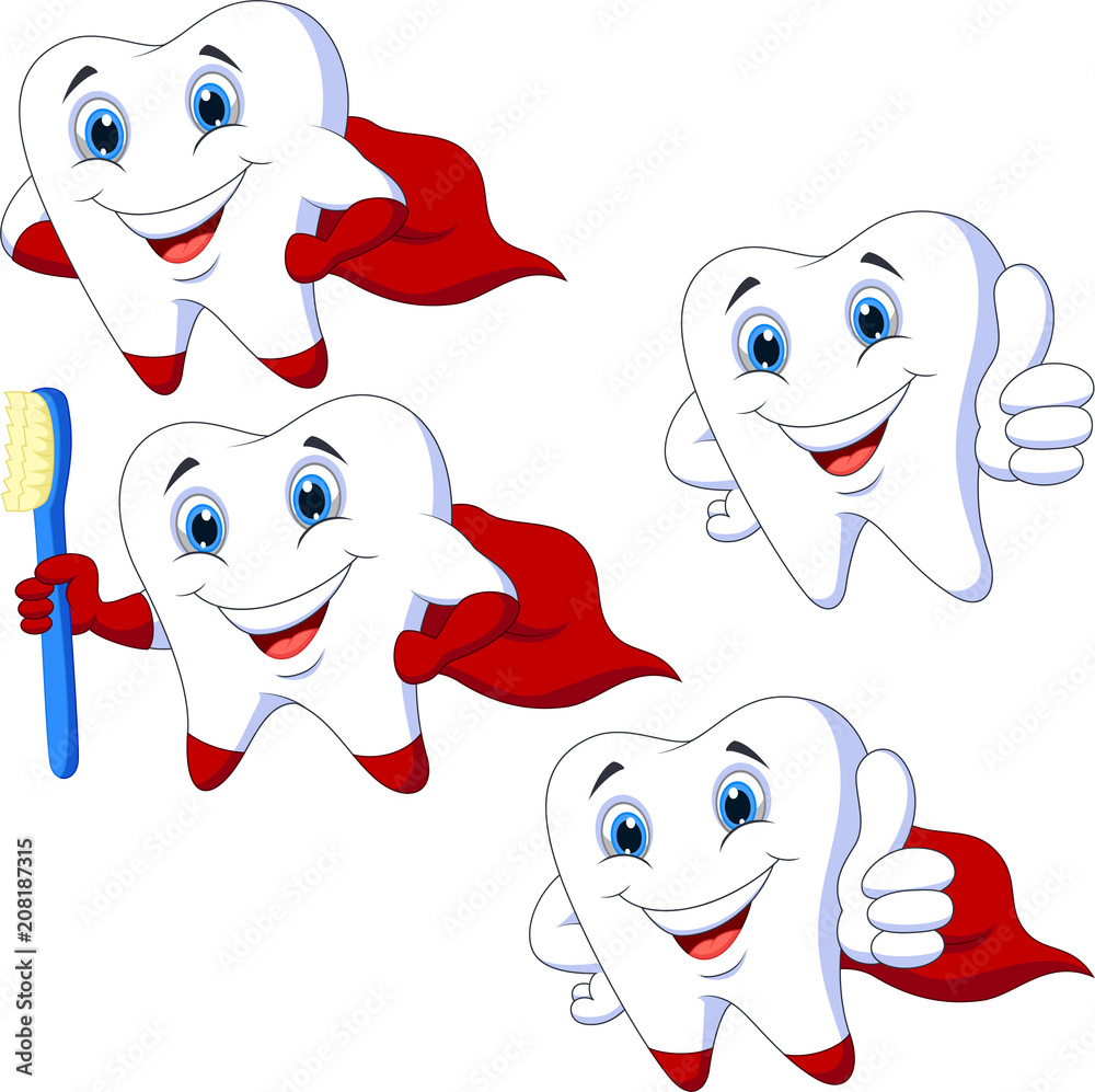 Naklejka premium Cartoon teeth collection set
