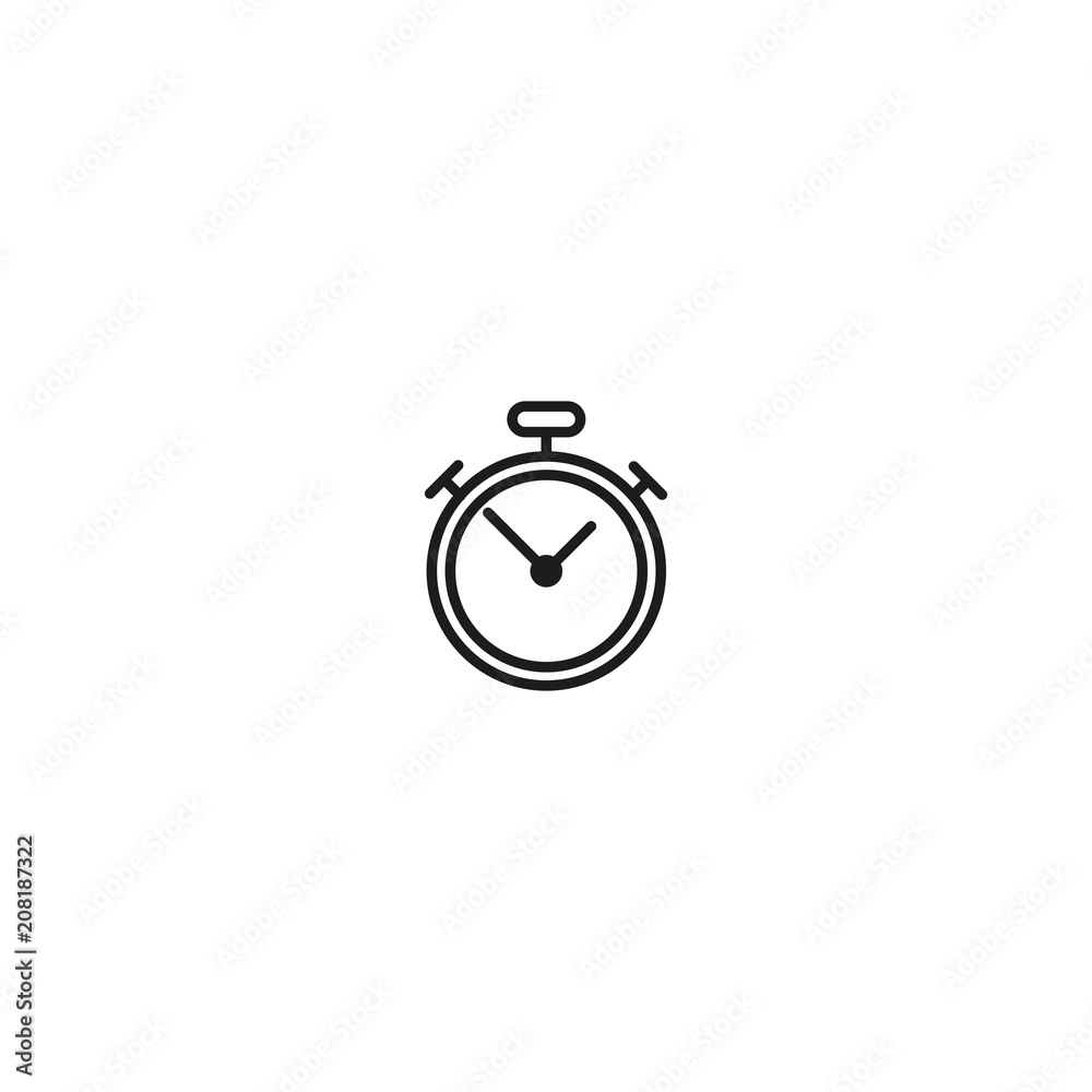 Black flat style of stopwatch icon in simple lines isolated on white background Black flat style of stopwatch icon in simple lines isolated on white background