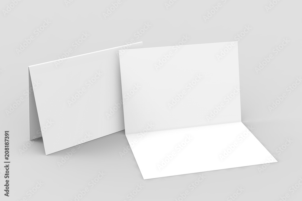 Half-fold brochure blank white template for mock up and presentation design. 3d illustration. Half-fold brochure blank white template for mock up and presentation design. 3d illustration.