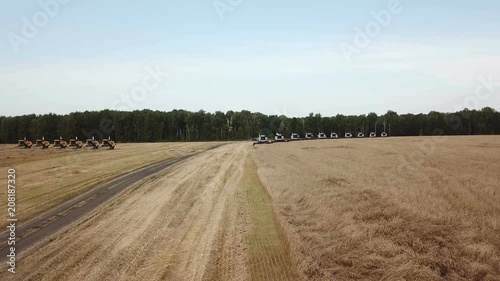 Harvesting grain, technique plowing on the field