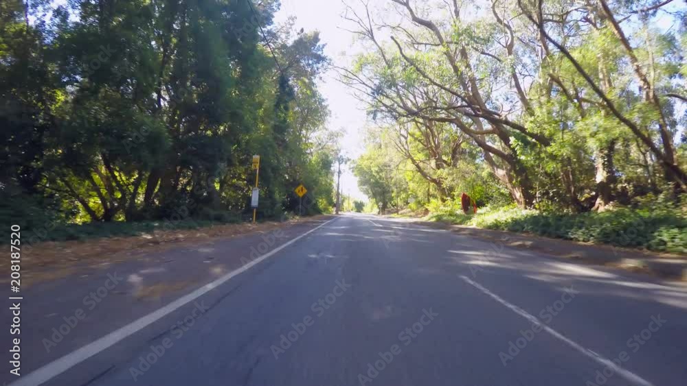 Vehicle POV, driving along Old Mount Barker Road, Mount Lofty, Adelaide Hills, South Australia.
