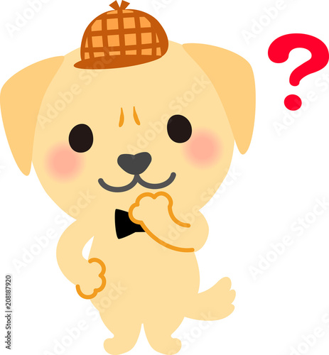 悩んでいる犬の探偵