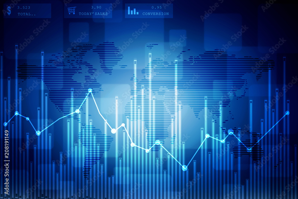 2d rendering Stock market online business concept. business Graph 2d rendering Stock market online business concept. business Graph