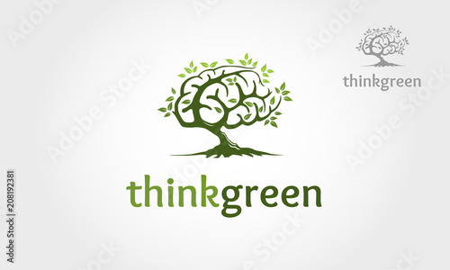 Thinkgreen vector logo template. Excellent logo,simple and unique.