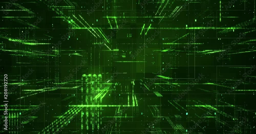 Digital binary code background loop - Fly through abstract 3D rendering of a scientific technology data binary code network conveying connectivity, complexity and data flood of modern digital age