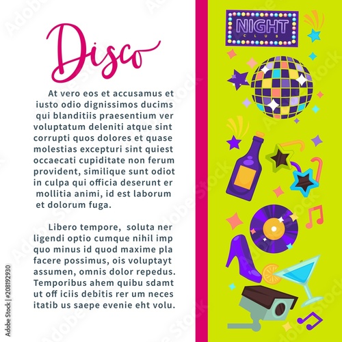 Epic disco party promo banner with sample text