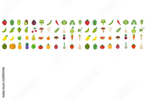 Isolated vegetables fruits background. vector illustration