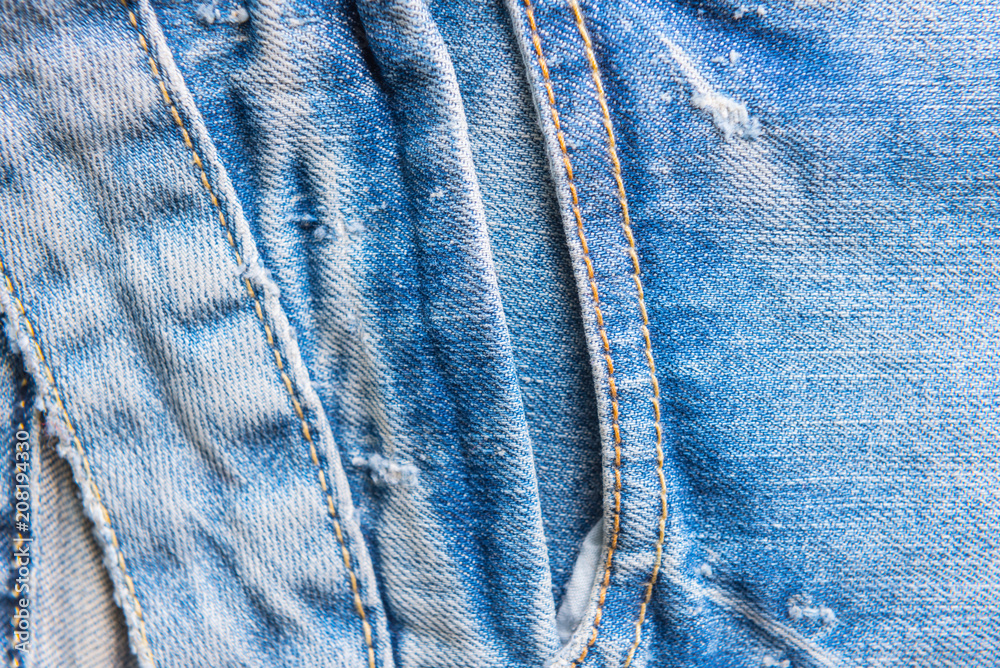 Fototapeta premium Close up blue jeans background and texture