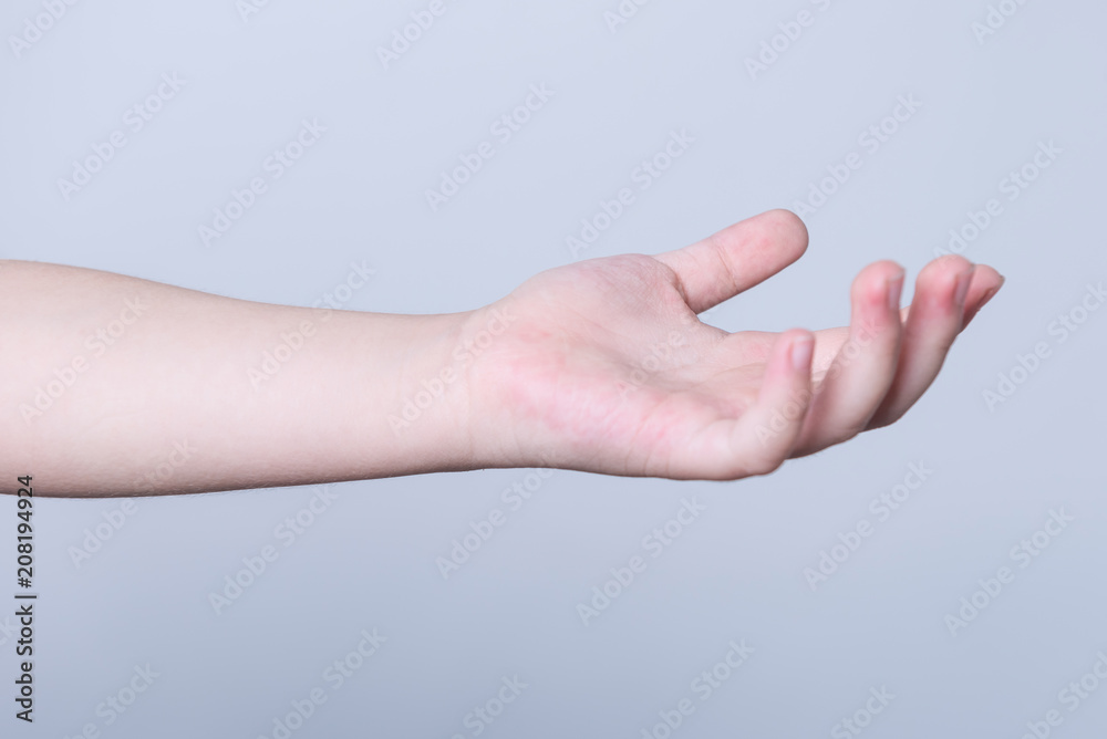 hands of the child isolated on the white background. hands of the child isolated on the white background.
