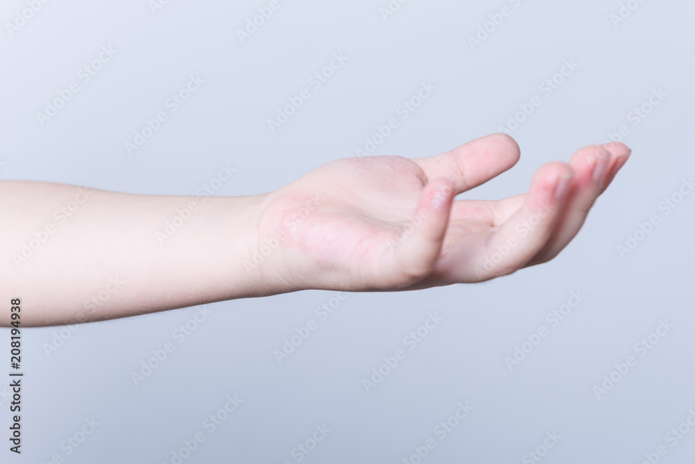 hands of the child isolated on the white background. hands of the child isolated on the white background.