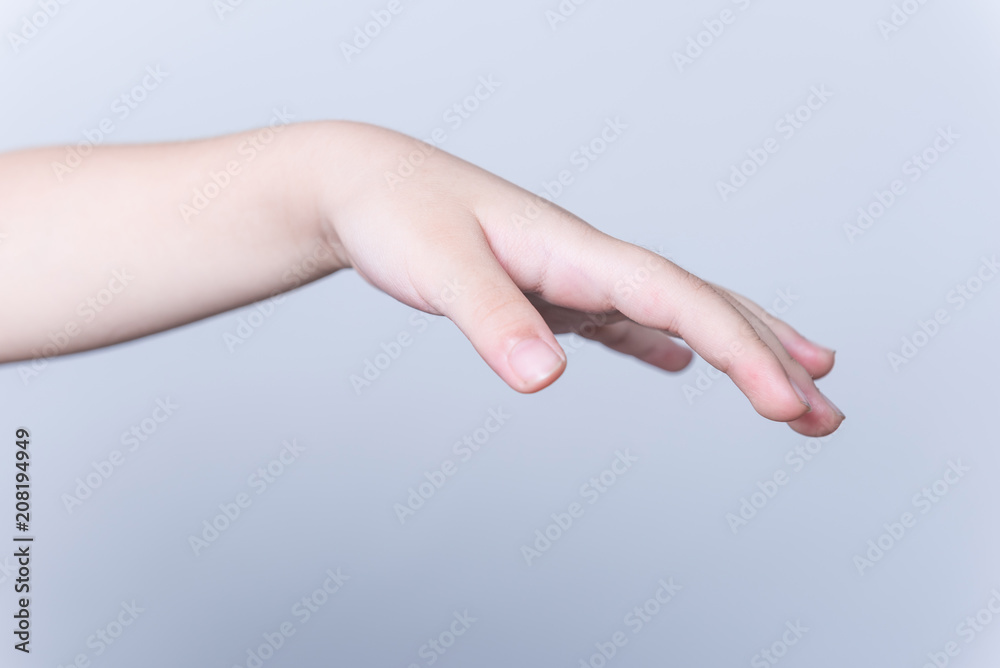 hands of the child isolated on the white background. hands of the child isolated on the white background.
