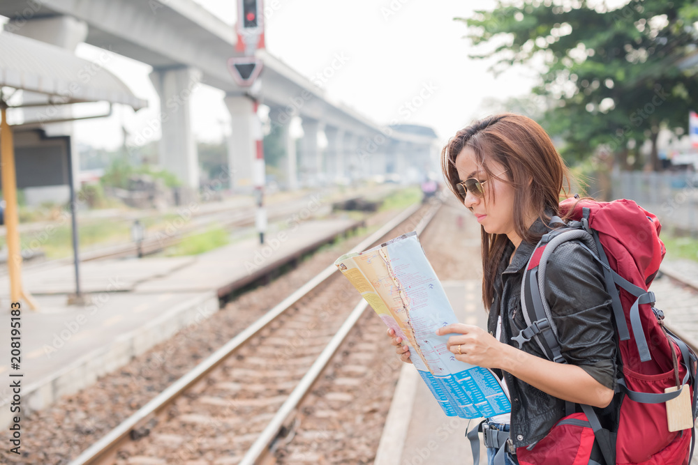 Young beautiful female traveler lost in the city Young beautiful female traveler lost in the city