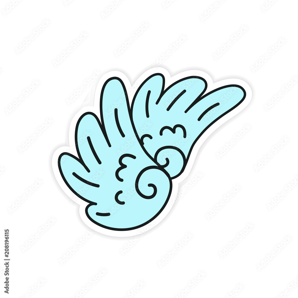 Hand drawn youth Vector wings Sticker Hand drawn youth Vector wings Sticker