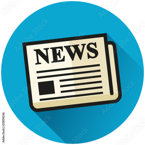 newspaper circle blue icon concept