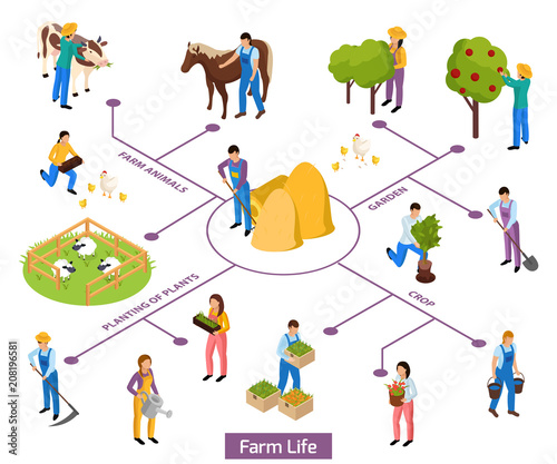 Farmery Isometric Flowchart Composition