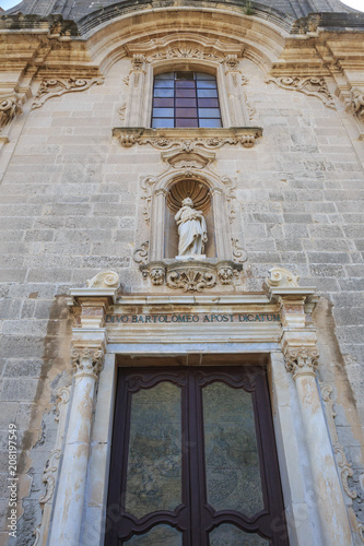 Fasade of Cathedral di San Bartolomeo in Lipari  main city on one of Aeolian islands near Sicily in Tyrrhenian Sea.