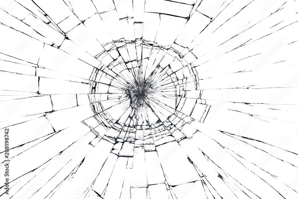Obraz premium Broken glass craked isolated on white background ,hi resolution photo art abstract texture object design crash accident concept