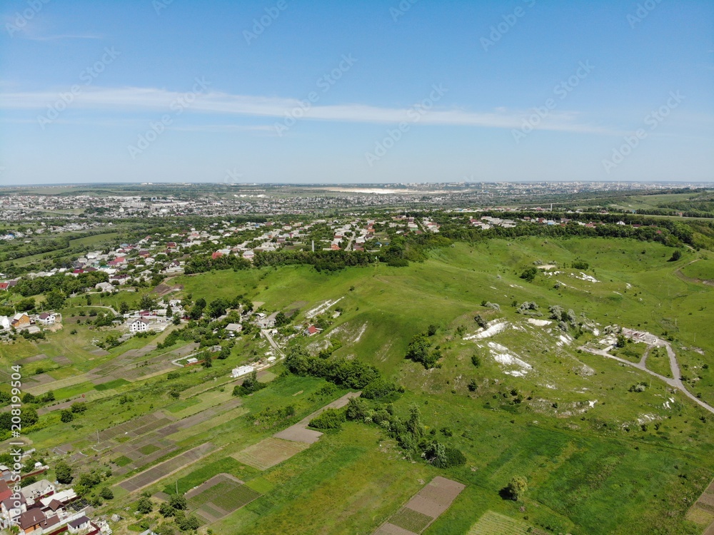 aerial photography. Flight over the village.