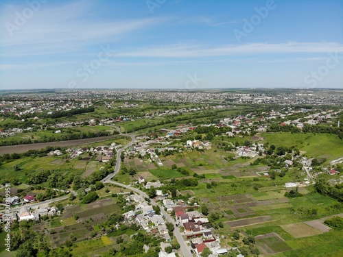 aerial photography. Flight over the village.