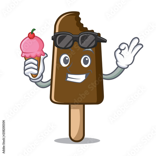 With ice cream chocolate ice cream character cartoon