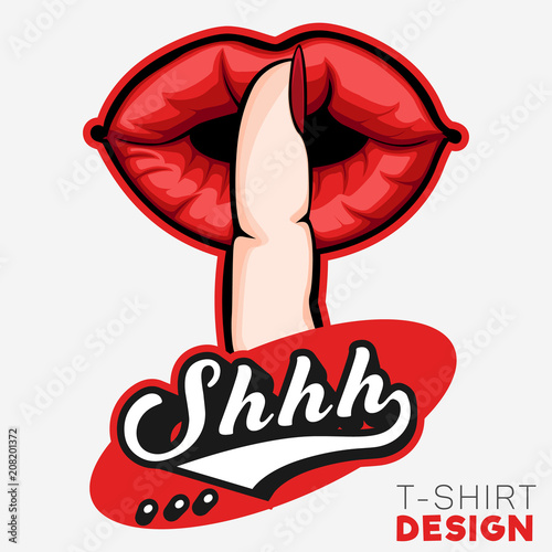 Shhh Silent Hand Sign T-Shirt Design Template photo