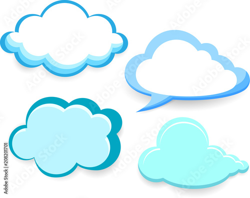Blue clouds isolated on white background.