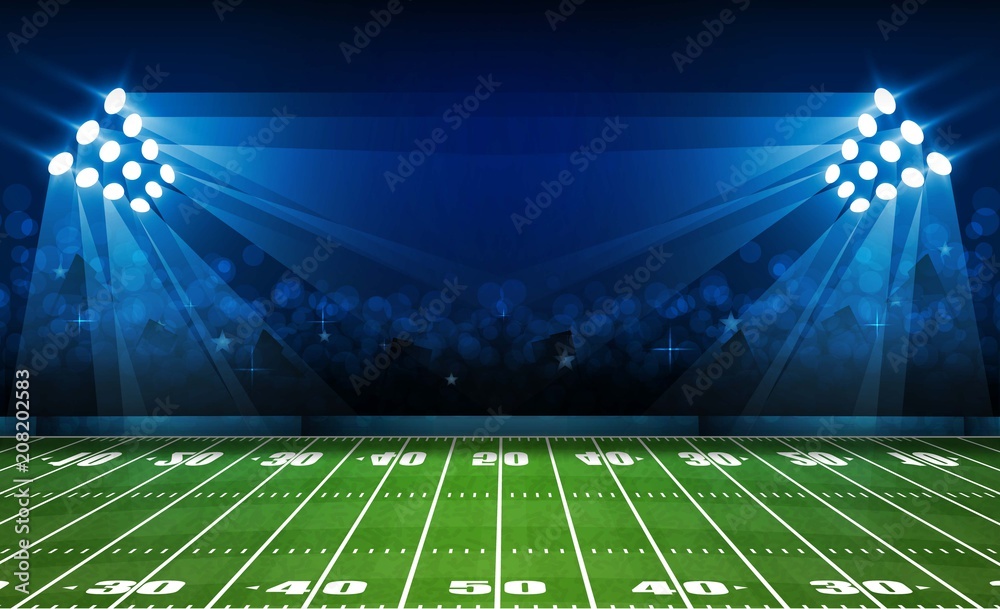American football arena field with bright stadium lights design. Vector  illumination Stock Vector | Adobe Stock