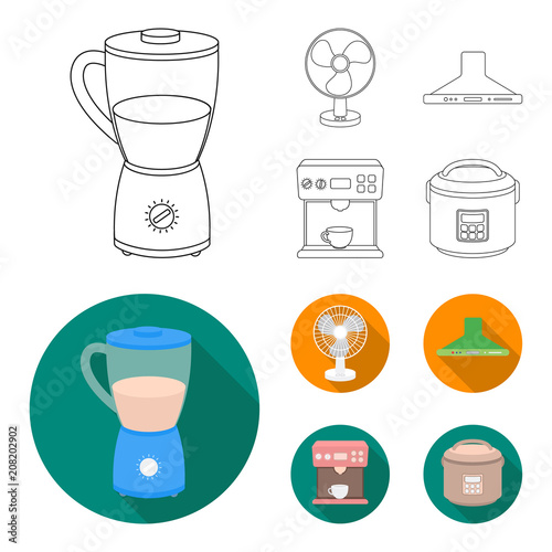 Blender, extractor and other equipment.Household set collection icons in outline,flat style vector symbol stock illustration web.