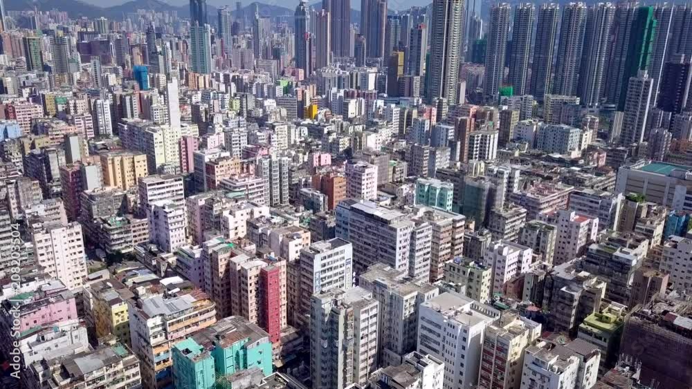 Aerial view Hong Kong urban city Aerial view Hong Kong urban city