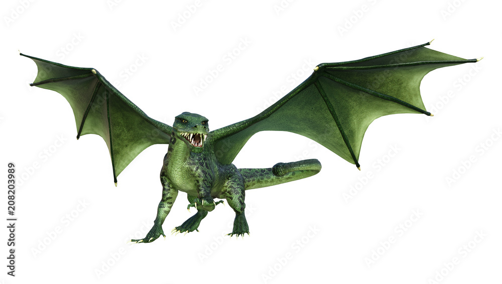 Fototapeta premium 3D Rendering Fantasy Dragon on White