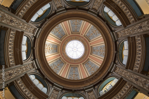 Interior of San Francisco Columbarium Dome. The copper-domed  Neo-Classical columbarium is a hidden gem and an architectural wonder in the Richmond district of San Francisco.