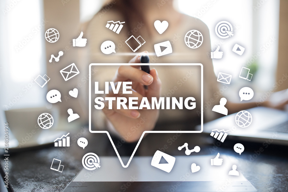 Live streaming on the virtual screen. Webcast. SMM. Medical marketing.