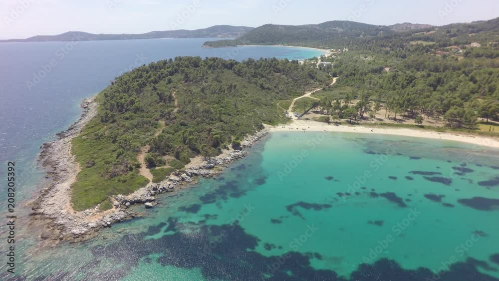 Aerial view of coastline of Kassandra peninsula, Greece, raw, 4K Aerial view of coastline of Kassandra peninsula, Greece, raw, 4K