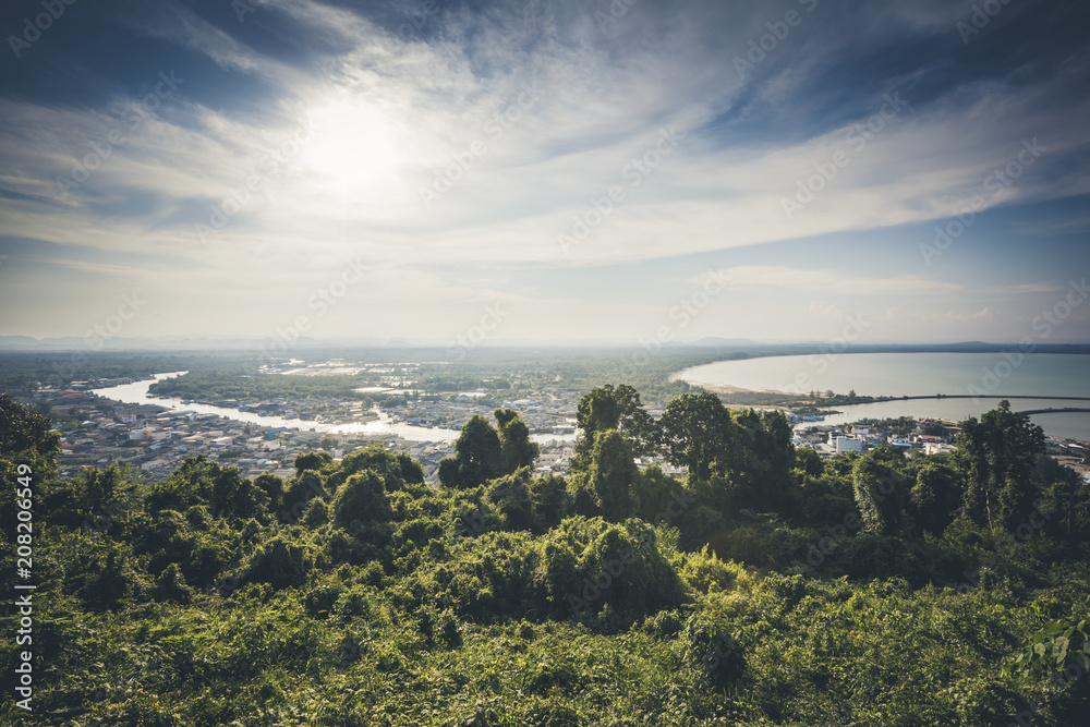 Beach and sea view from Khao (Hill) Matsee Viewpoint in Chumphon province, Thailand