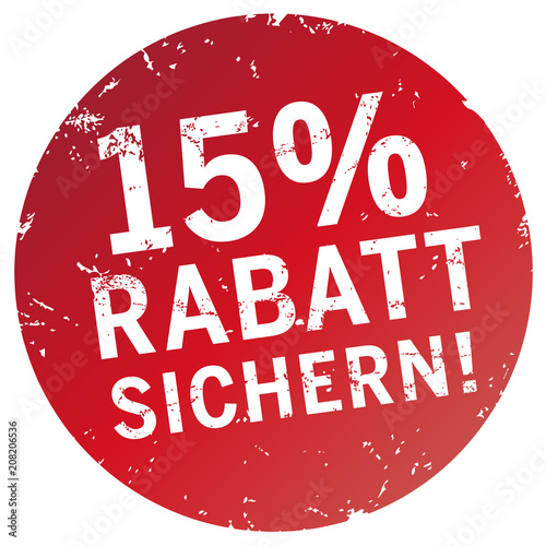 Button 15% Rabatt sichern rot zerkratzt