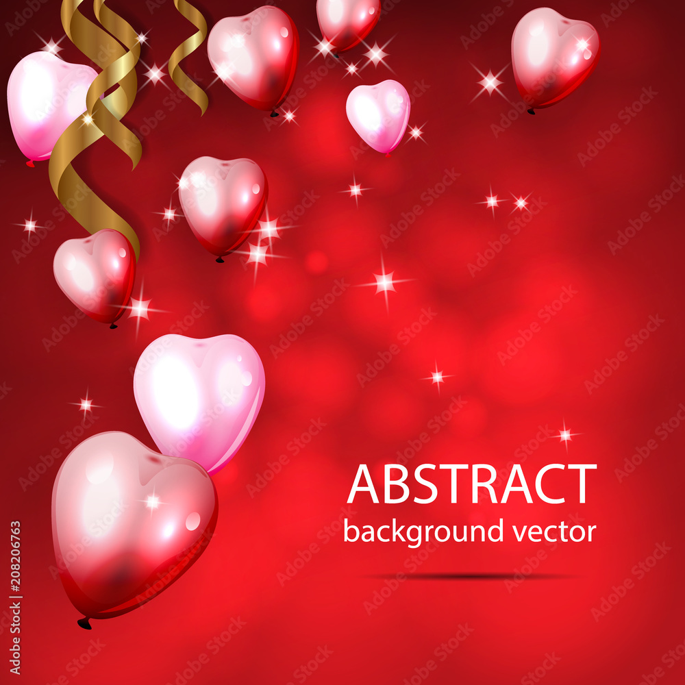 Abstract Background with Shining Colorful Balloons. with Bokeh Elements. Vector illustration