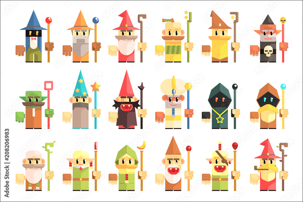 Gnomes, dwarfs or elf and leprechaun cartoon magic characters vector