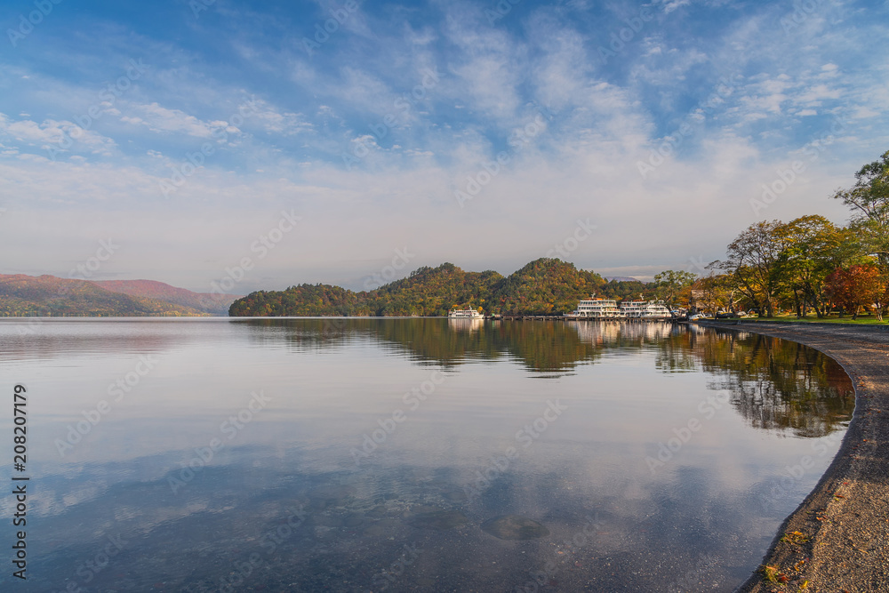 Towada lake in beautiful autumn season, Tohoku, Japan.
