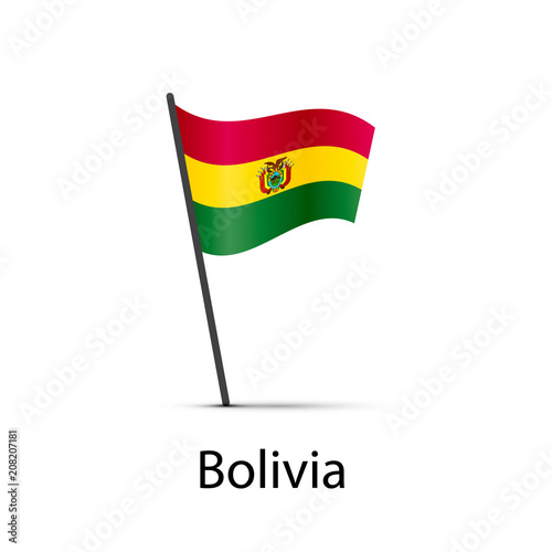 Bolivia flag on pole  infographic element on white