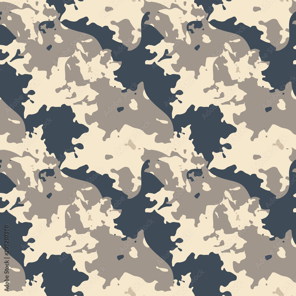 Abstract camo background as urban camouflage in different shades of beige, brown and blue