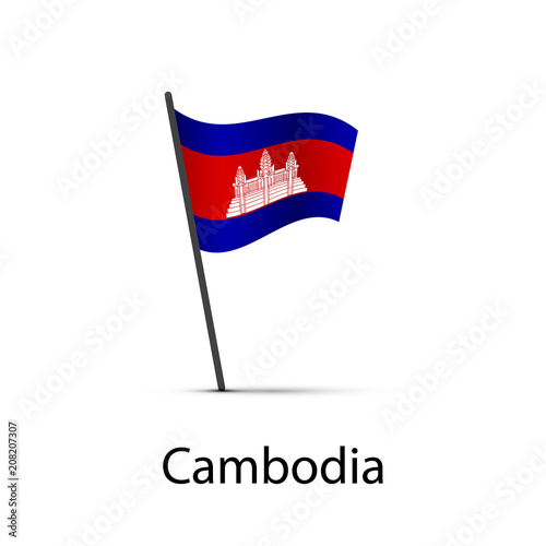 Cambodia flag on pole, infographic element on white Free Download Cambodia flag on pole, infographic element on white - GFXLoad