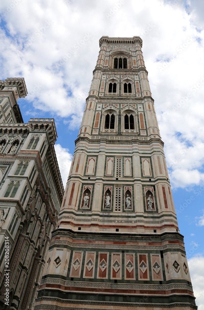 bell tower designed by Giotto seen from below bell tower designed by Giotto seen from below