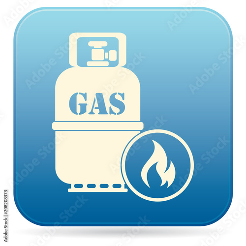 Camping stove with gas bottle icon vector