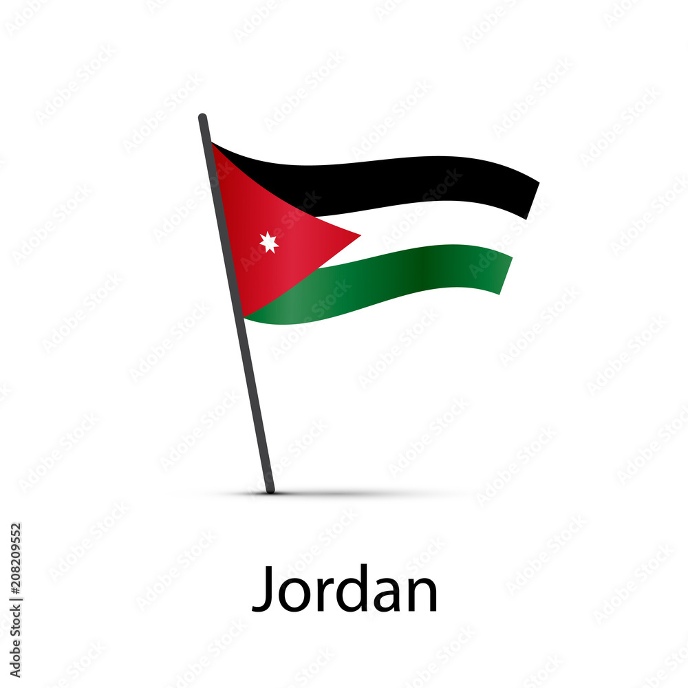 Jordan flag on pole, infographic element on white Stock Vector | Adobe Stock